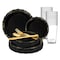Smarty Had A Party Black with Gold Vintage Rim Round Disposable Plastic Wedding Value Set, 720PK 860BGVS120 - alternate 1